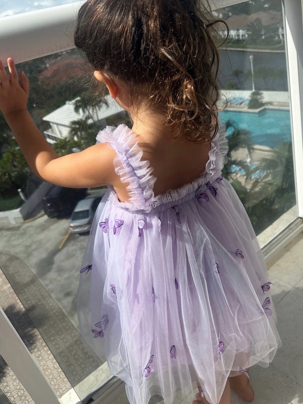 Lavender Butterfly Tulle Dress for Kids - Picture 5 of 8